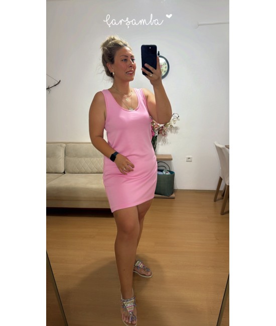 Modal Basic Pembe Mini Elbise Modal Basic Pembe Mini Elbise